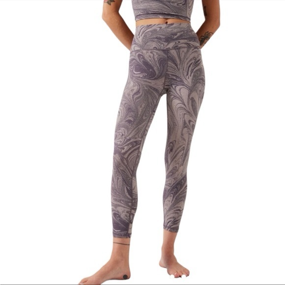 ATHLETA Transcend 7/8 Sumi Marble Violet Purple Crop Tight Leggings - M - NEW - Picture 3 of 3